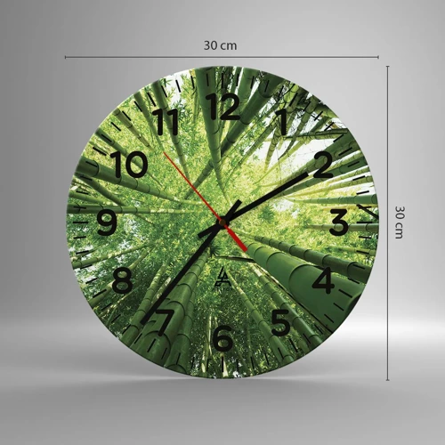 Reloj de pared - Reloj de vidrio - En un bosquecillo de bambú - 30x30 cm