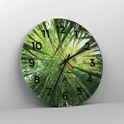 Reloj de pared - Reloj de vidrio - En un bosquecillo de bambú - 30x30 cm