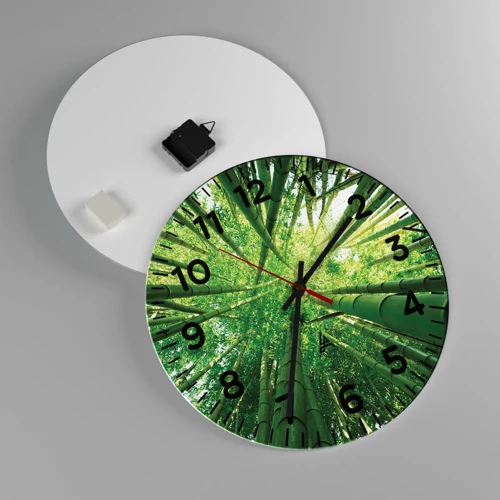 Reloj de pared - Reloj de vidrio - En un bosquecillo de bambú - 40x40 cm