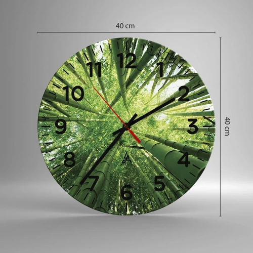 Reloj de pared - Reloj de vidrio - En un bosquecillo de bambú - 40x40 cm