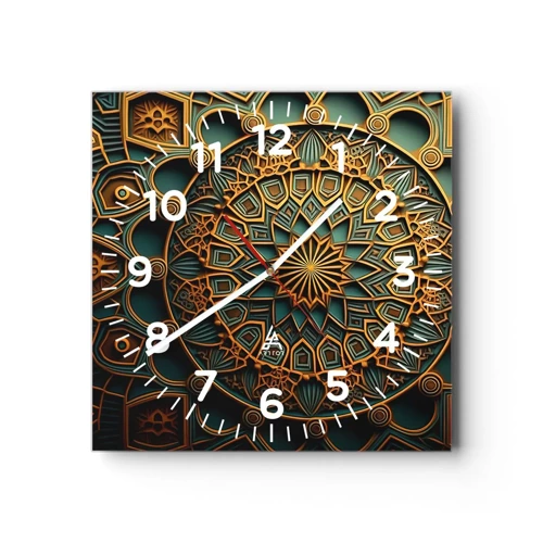 Reloj de pared - Reloj de vidrio - En un clima árabe - 30x30 cm