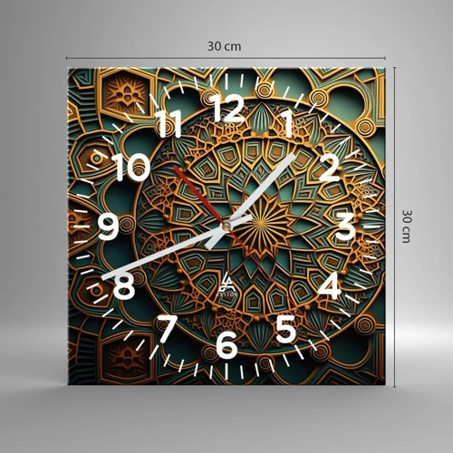 Reloj de pared - Reloj de vidrio - En un clima árabe - 30x30 cm