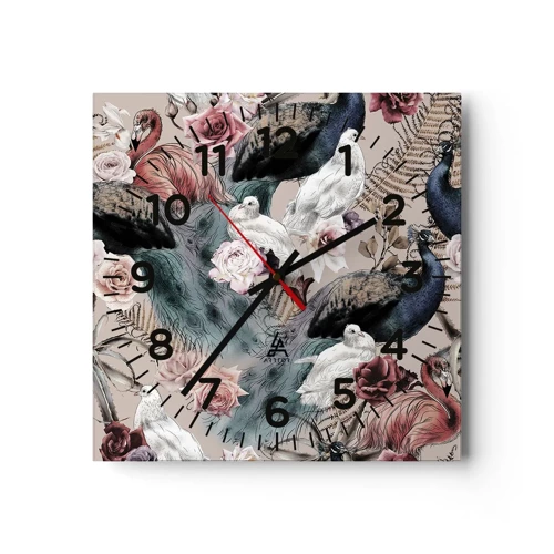 Reloj de pared - Reloj de vidrio - En un jardín de palacio - 30x30 cm