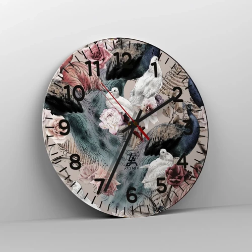 Reloj de pared - Reloj de vidrio - En un jardín de palacio - 30x30 cm