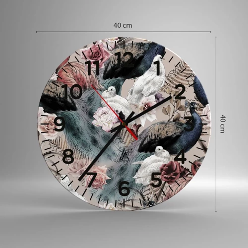Reloj de pared - Reloj de vidrio - En un jardín de palacio - 40x40 cm