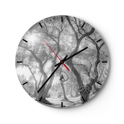 Reloj de pared - Reloj de vidrio - En un olivar - 30x30 cm