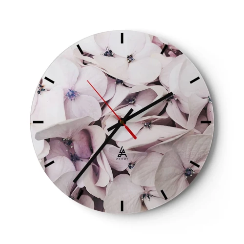 Reloj de pared - Reloj de vidrio - En un torrente de flores - 30x30 cm