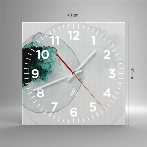 Reloj de pared - Reloj de vidrio - En una gota de agua - 40x40 cm