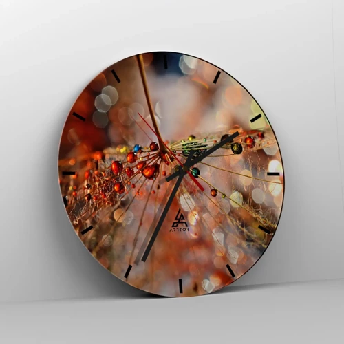 Reloj de pared - Reloj de vidrio - En una tela de araña - 30x30 cm