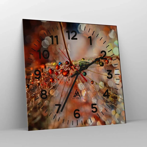 Reloj de pared - Reloj de vidrio - En una tela de araña - 40x40 cm