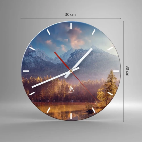 Reloj de pared - Reloj de vidrio - Entre las montañas y los valles - 30x30 cm