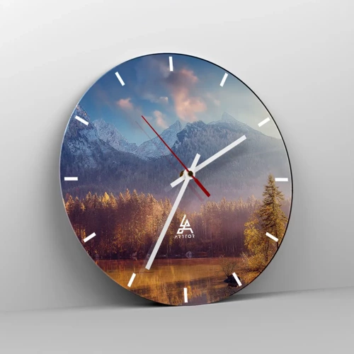 Reloj de pared - Reloj de vidrio - Entre las montañas y los valles - 30x30 cm