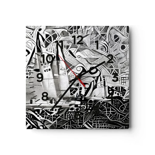 Reloj de pared - Reloj de vidrio - Entre las olas - 30x30 cm