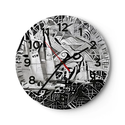 Reloj de pared - Reloj de vidrio - Entre las olas - 30x30 cm