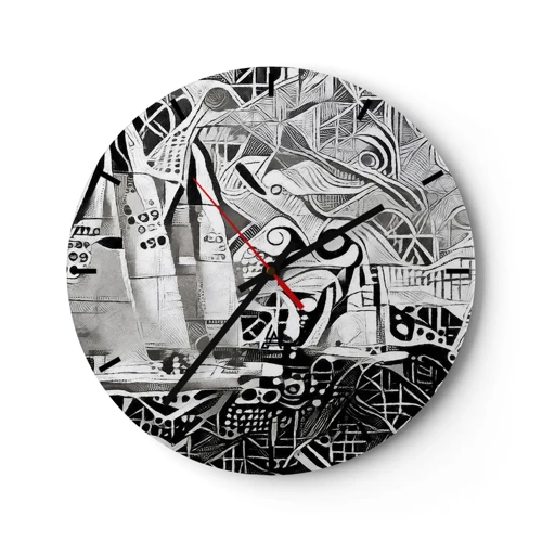 Reloj de pared - Reloj de vidrio - Entre las olas - 40x40 cm