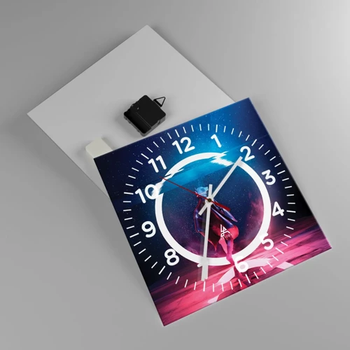 Reloj de pared - Reloj de vidrio - Entre mundos - 30x30 cm