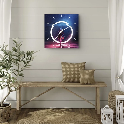 Reloj de pared - Reloj de vidrio - Entre mundos - 40x40 cm