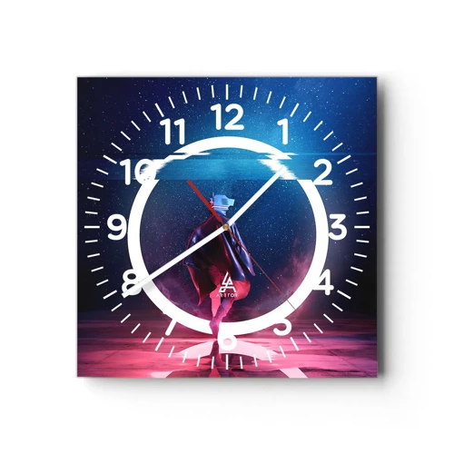 Reloj de pared - Reloj de vidrio - Entre mundos - 40x40 cm