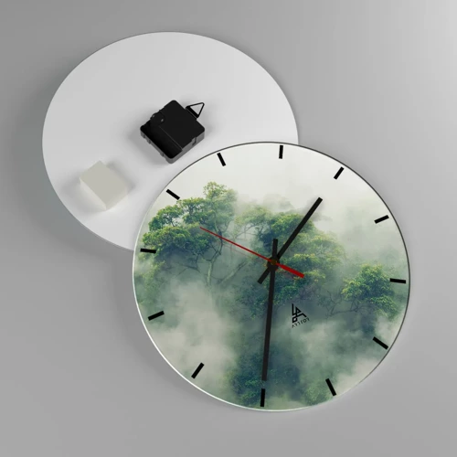 Reloj de pared - Reloj de vidrio - Envuelto en niebla - 30x30 cm