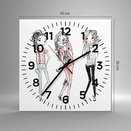 Reloj de pared - Reloj de vidrio - Es día de chicas - 30x30 cm