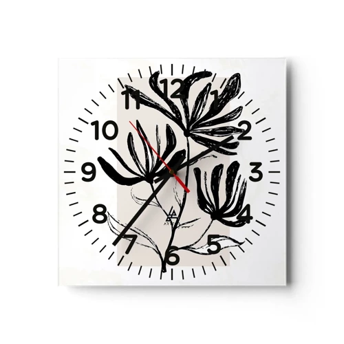 Reloj de pared - Reloj de vidrio - Esbozo para un herbario - 40x40 cm