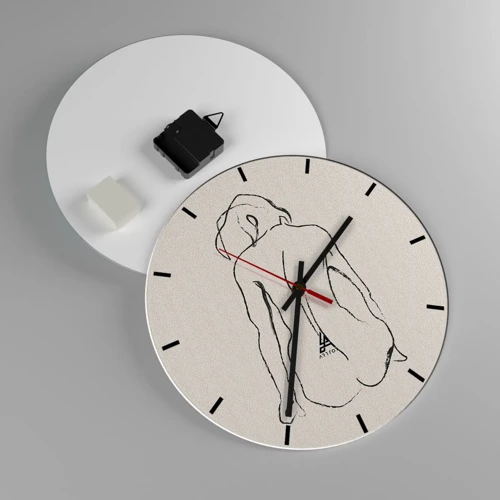 Reloj de pared - Reloj de vidrio - Esbozos de una espalada - 30x30 cm