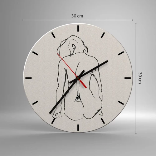 Reloj de pared - Reloj de vidrio - Esbozos de una espalada - 30x30 cm