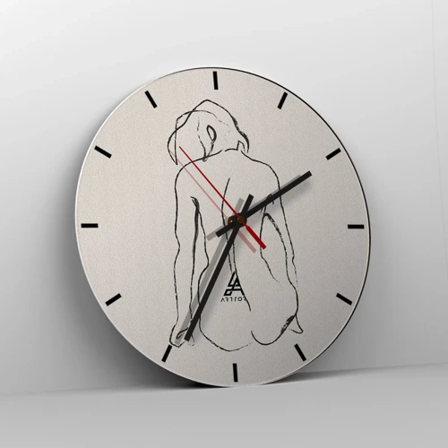 Reloj de pared - Reloj de vidrio - Esbozos de una espalada - 40x40 cm