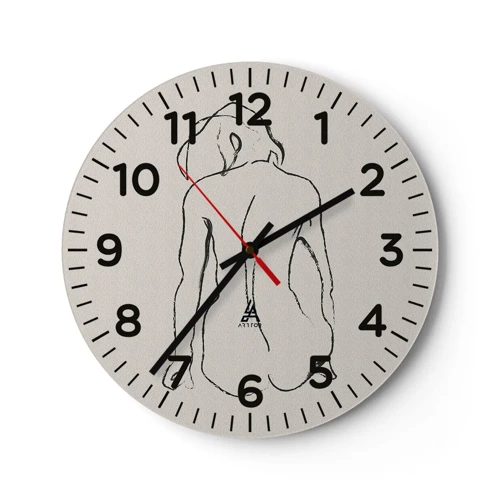 Reloj de pared - Reloj de vidrio - Esbozos de una espalada - 40x40 cm