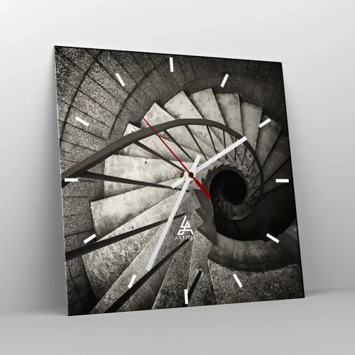 Reloj de pared - Reloj de vidrio - Escaleras arriba, escaleras abajo - 40x40 cm