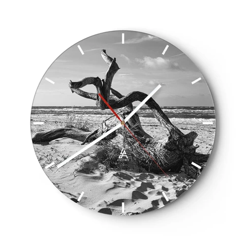 Reloj de pared - Reloj de vidrio - Escultura marina - 30x30 cm