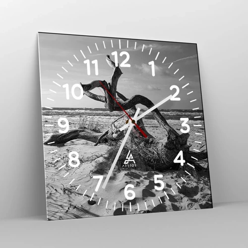 Reloj de pared - Reloj de vidrio - Escultura marina - 30x30 cm