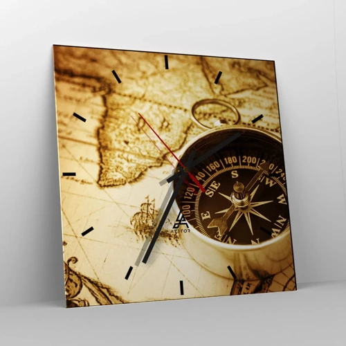 Reloj de pared - Reloj de vidrio - ¿Este u Oeste? - 30x30 cm