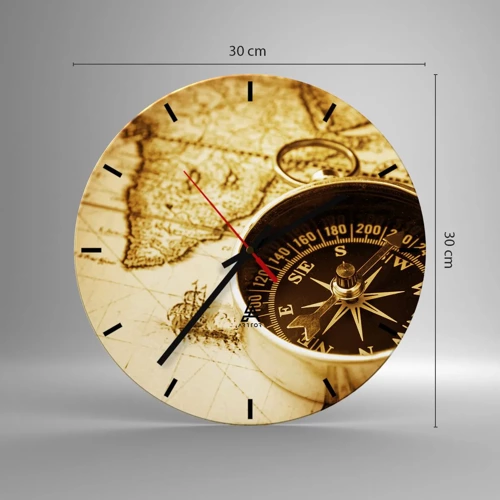 Reloj de pared - Reloj de vidrio - ¿Este u Oeste? - 30x30 cm