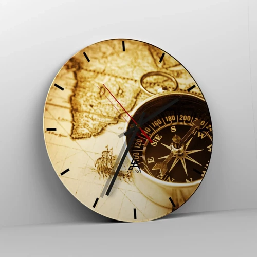 Reloj de pared - Reloj de vidrio - ¿Este u Oeste? - 30x30 cm