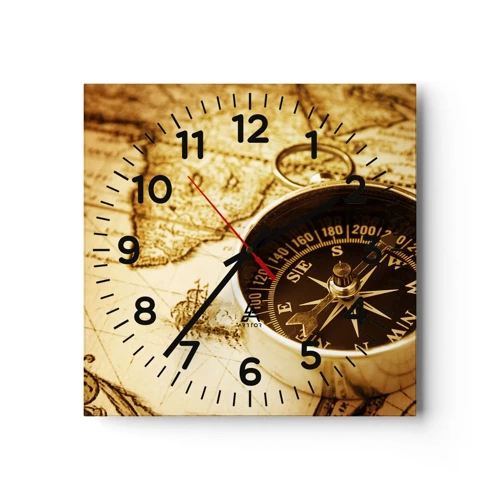 Reloj de pared - Reloj de vidrio - ¿Este u Oeste? - 30x30 cm