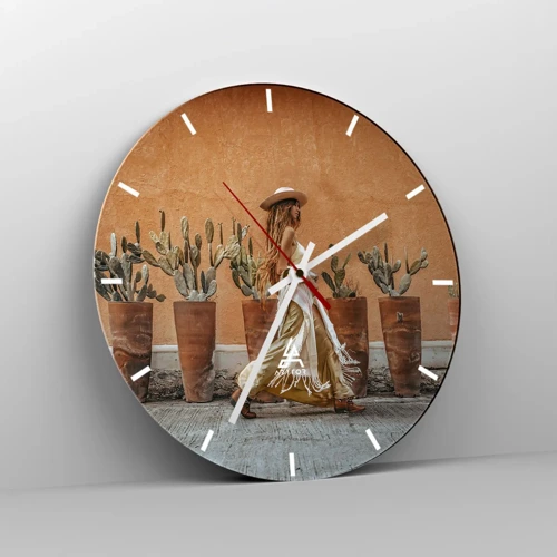 Reloj de pared - Reloj de vidrio - Estilo hippie - 30x30 cm