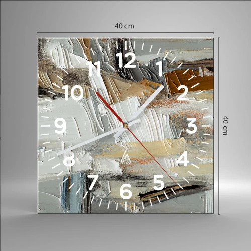 Reloj de pared - Reloj de vidrio - Estratificación de colores - 40x40 cm