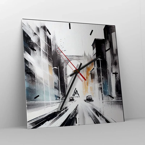 Reloj de pared - Reloj de vidrio - Estudio de la ciudad: arquitectura y movimiento - 30x30 cm