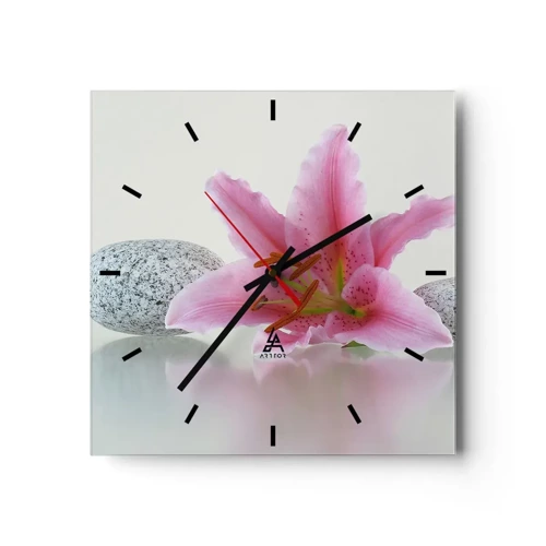 Reloj de pared - Reloj de vidrio - Estudio en rosa, gris y blanco - 30x30 cm