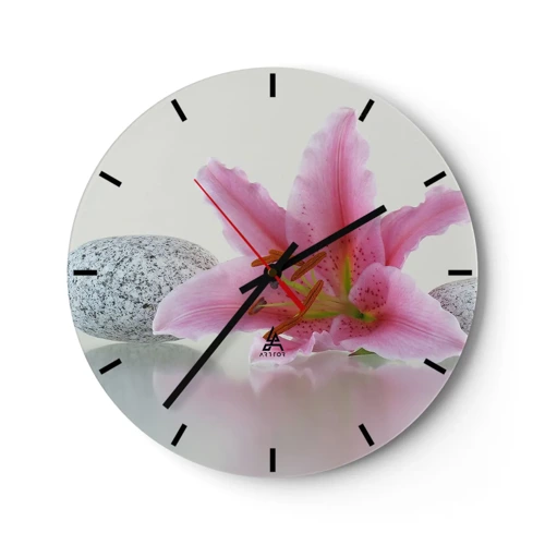 Reloj de pared - Reloj de vidrio - Estudio en rosa, gris y blanco - 30x30 cm