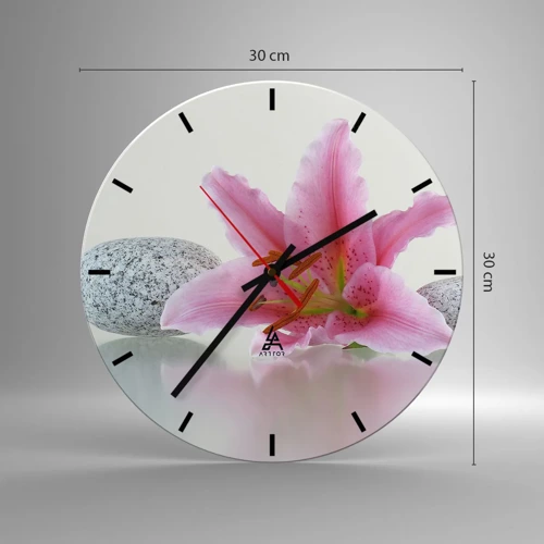 Reloj de pared - Reloj de vidrio - Estudio en rosa, gris y blanco - 30x30 cm