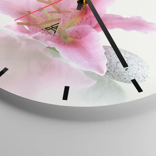 Reloj de pared - Reloj de vidrio - Estudio en rosa, gris y blanco - 40x40 cm