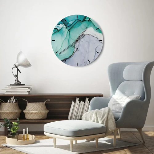 Reloj de pared - Reloj de vidrio - Estudio en turquesa - 30x30 cm