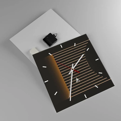 Reloj de pared - Reloj de vidrio - Explorar la oscuridad - 30x30 cm