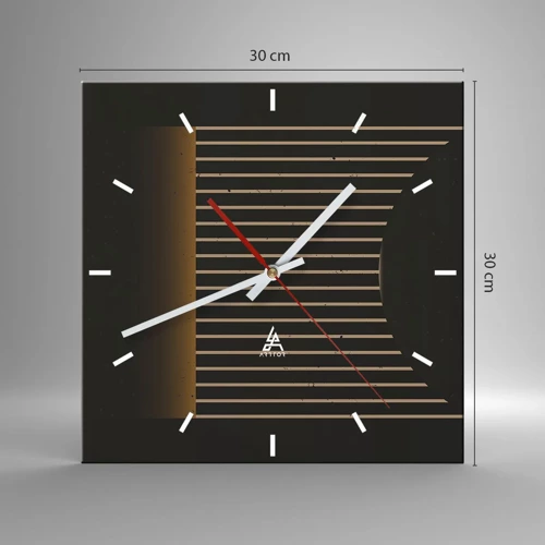 Reloj de pared - Reloj de vidrio - Explorar la oscuridad - 30x30 cm