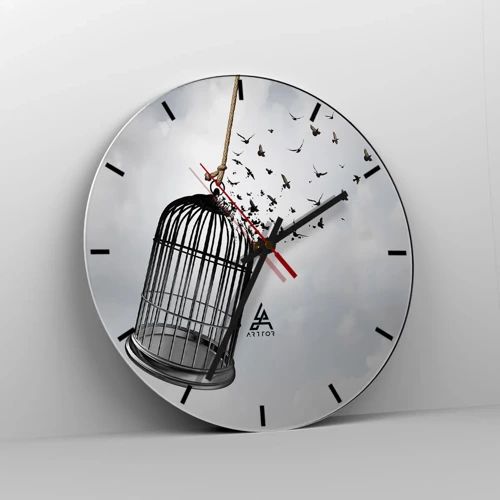 Reloj de pared - Reloj de vidrio - Fe... Esperanza... ¡Libertad! - 30x30 cm