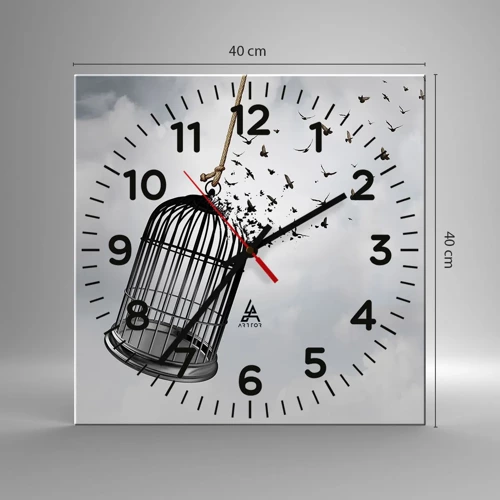Reloj de pared - Reloj de vidrio - Fe... Esperanza... ¡Libertad! - 40x40 cm
