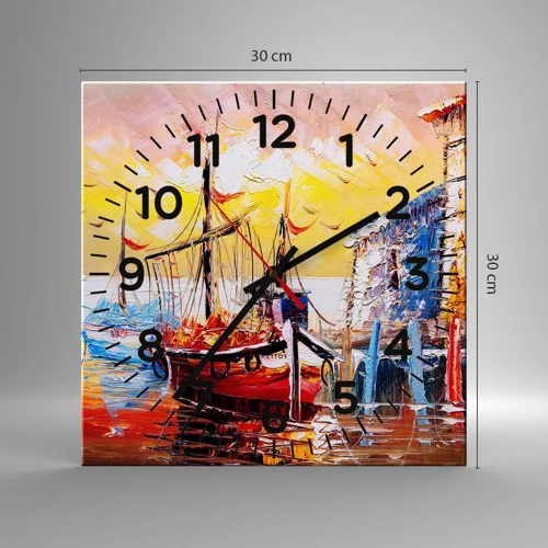 Reloj de pared - Reloj de vidrio - Feliz regreso - 30x30 cm