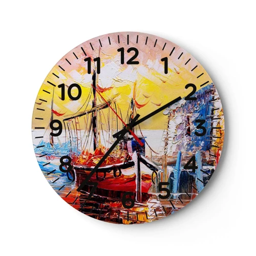 Reloj de pared - Reloj de vidrio - Feliz regreso - 30x30 cm